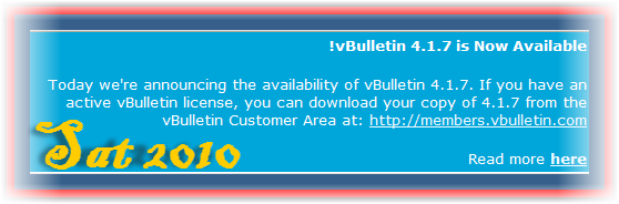 vBulletin :   4.1.7    - vBulletin 4.1.7 is now available for download