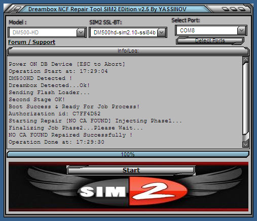 Dreambox NO CA FOUND Repair Tool NCF SIM2 v2.5
