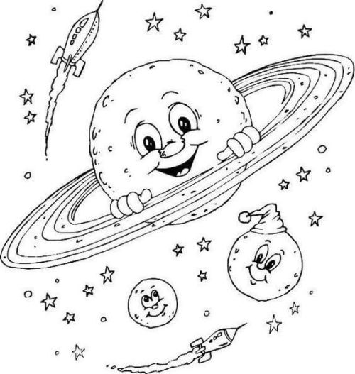 رسومات للاطفال عن الفضاء , تلوين كواكب و فضاء شمس قمر