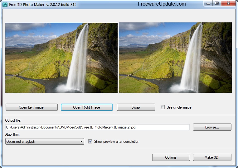 برنامج Free 3D Photo Maker 2.0.22 لتحويل الصور ثلاثية الابعاد بشكل مميز