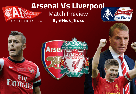Arsenal and Liverpool in the FA Cup on Sunday 16/02/2014