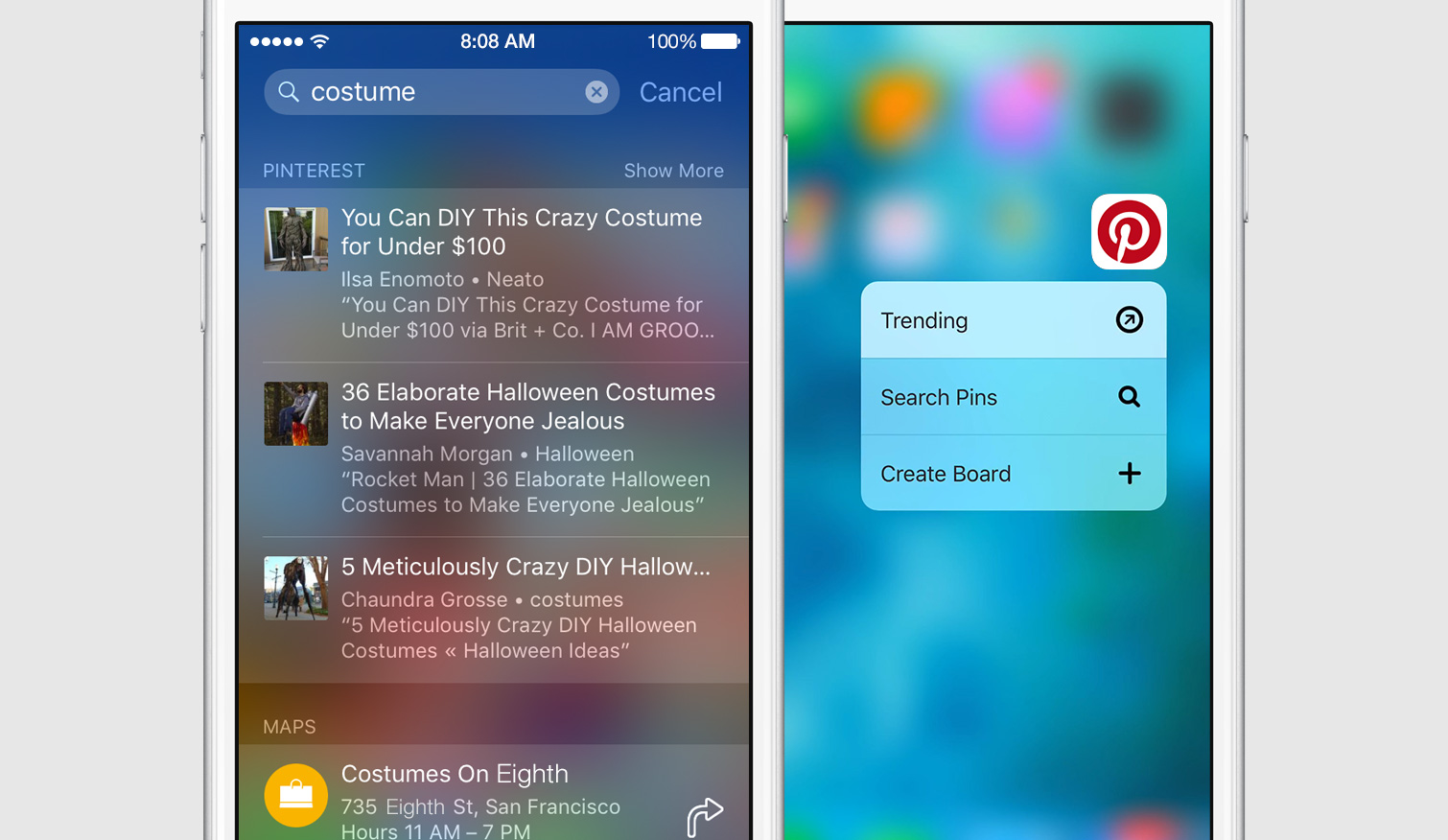  Pinterest    3D Touch  Spotlight  iOS 9