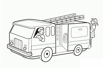 رسم وتلوين سيارة اطفاء للاطفال , سيارة اطفاء مفرغة للتلوين